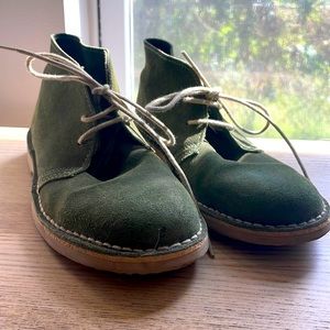 Olive Lace-up booties. Size 7. Made in Spain.